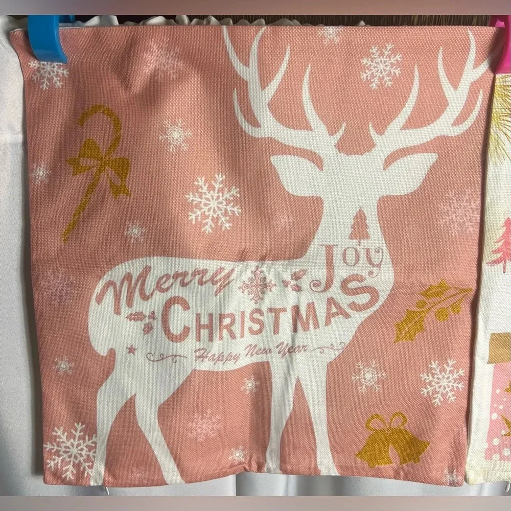 6 Pack Christmas Pillow Covers 18 x 18 Inch Brand New Washable Canvas Zipper